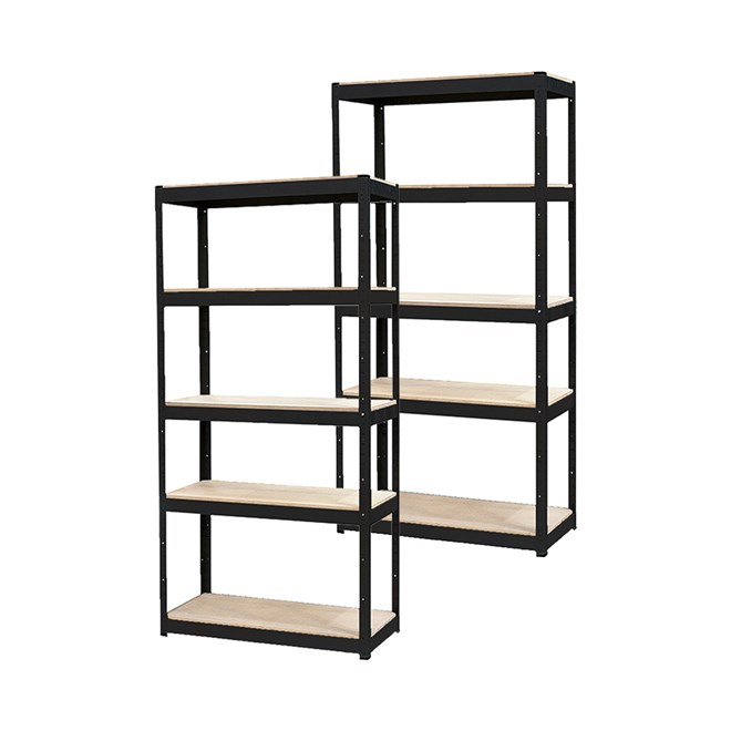 Black Slot-N-Lock 5 Shelf Unit 1800 x 1200 x 450mm 2 Pack
